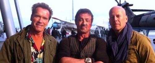 The Expendables 2 prima foto dal set con Bruce Willis, Stallone e Schwarzenegger