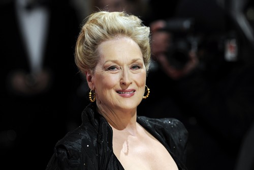 US actress Meryl Streep poses on the red