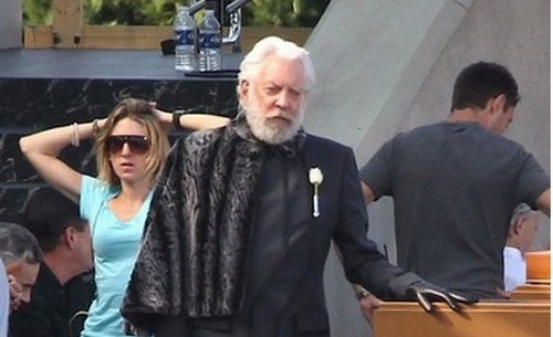Hunger Games – La ragazza di fuoco, foto dal set con Donald Sutherland