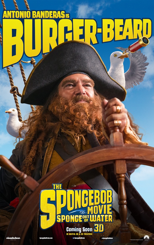 SpongeBob – Fuori dall’acqua: i nuovi motion poster e il character di Antonio Banderas